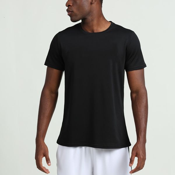 

men solid color workout short sleeve t shirts quick dry outdoor training sportswear tee breathable running bodybuilding shirt, Black;blue