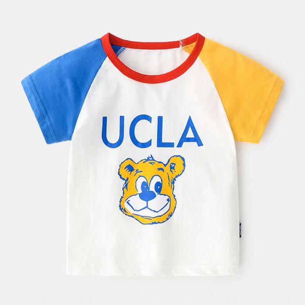 

ne1pm 2020 лето новые одежды для мужчин и хлопка с коротким рукавом летом мультфильм цвет соответствия животных футболка удобная база base д, Blue