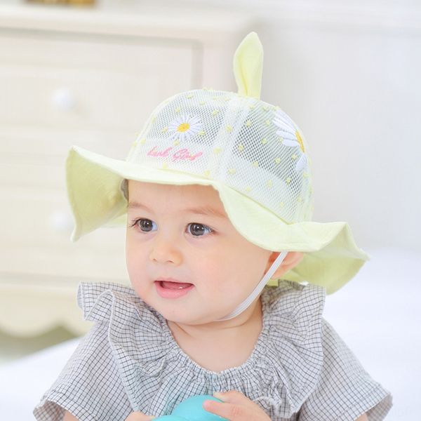 

lfmic summer children's fisherman daisy embroidered baby basin travel sun cute bucket bucket embroidered fisherman hat big edge baby ne, Yellow
