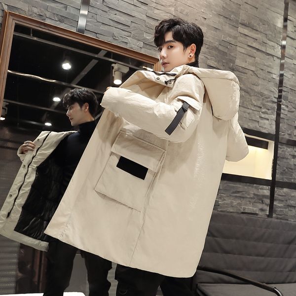 

to film a new cotton-padded clothes han edition tide cotton-padded jacket winter jacket handsome male hooded bread served toolin, Black