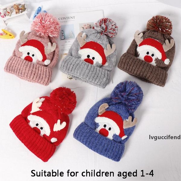 

christmas deer baby beanies hat pom pom winter children hats knitted cap for girl boys cute antlers caps newborn pgraphy prop dbc dh2604