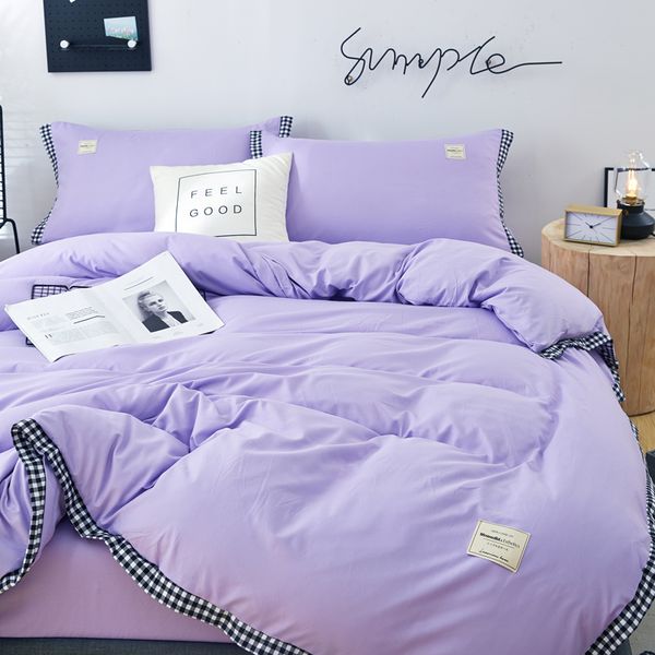 

bedding sets romantic purple refreshing series soft 4pc/set duvet cover +bed sheet+pillowcase fashion set