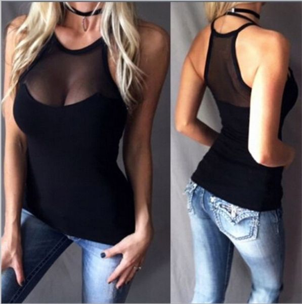 

bjeoj summer mesh perspective round neck sleeveless t-shirt for women summer mesh perspective round neck sleeveless vest vest, Camo