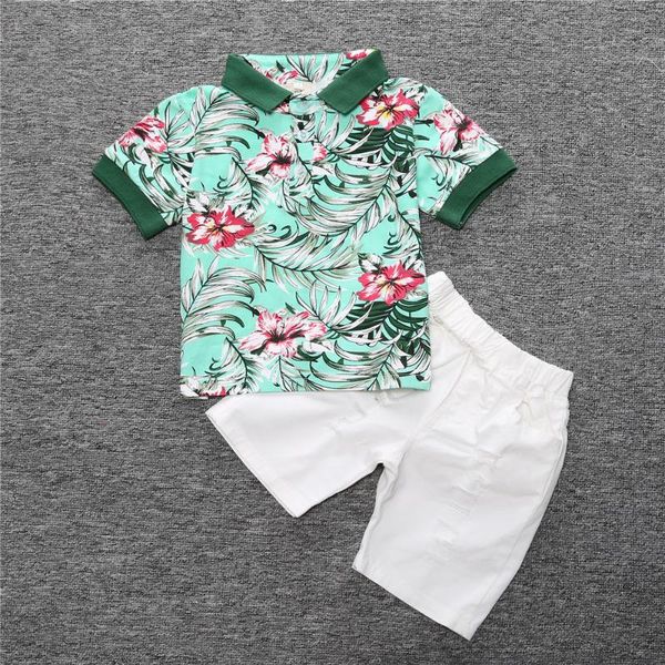 

fashion boys clothing summer boy set hawaiin shirt + white shorts sets for kids