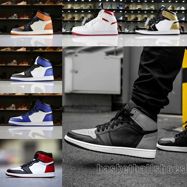 

men og wholesale basketball 1 shoes blue-moon gold black toe yellow-ochre shadow storm-blu