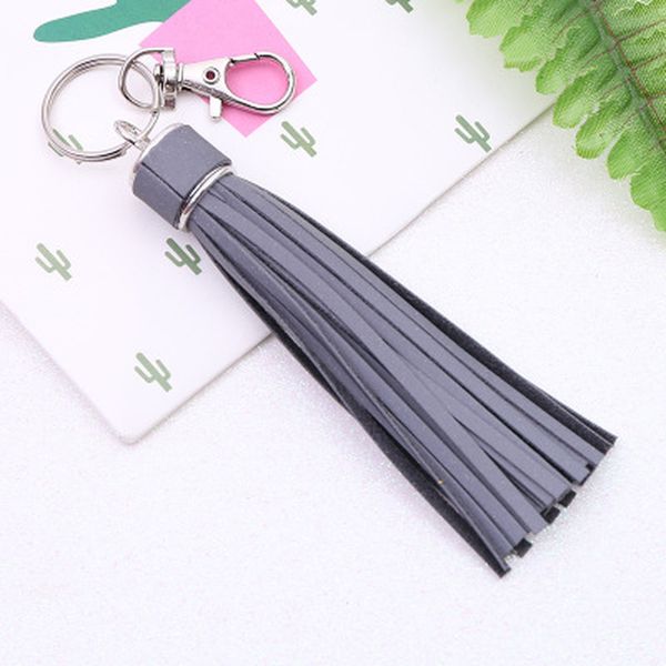 

1pc korean reflective fringe pu leather tassel,fur ball keychains key holder metal key chain keyring charm bag auto car ring, Silver