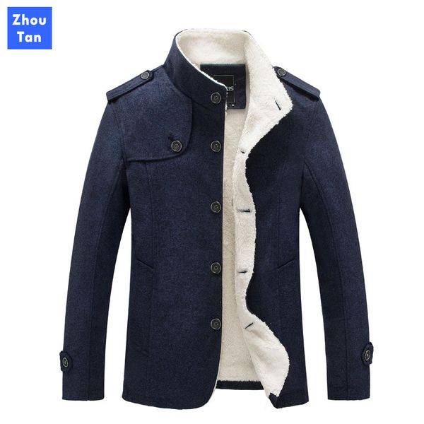 

мужчины полушерстяных пальто куртка 2020 зимней мода для мужчин сплошной пальто цвета высокого качества одежды мужской толстой теплой шинели, Black