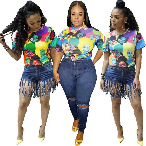 

2020 summer suit -dress personality a head printing short sleeve t pity, White