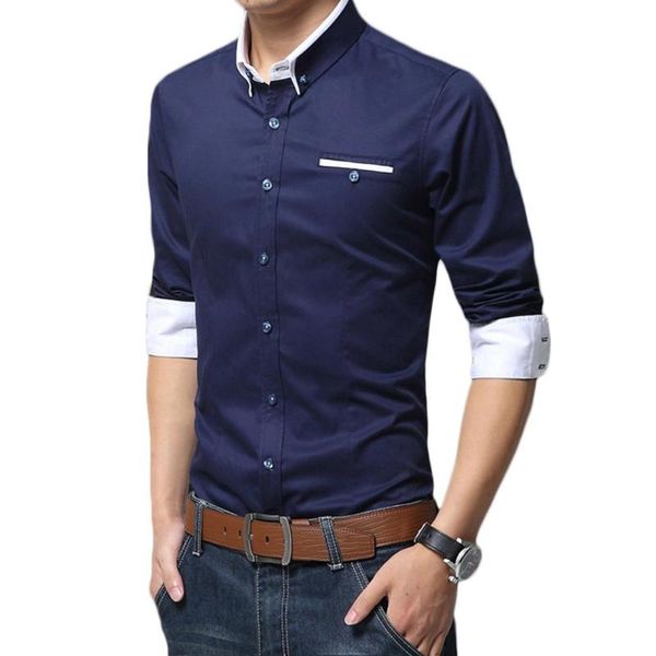 

casual social formal shirt men long sleeve shirt business slim office male mens dress shirts white, White;black