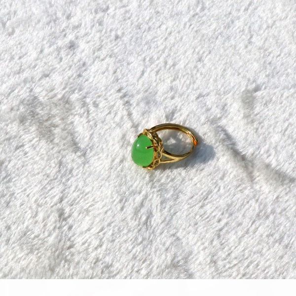 

j 18 kt yellow solid gold gf jewelry cz full natural prehnite a cluster ring open, Slivery;golden