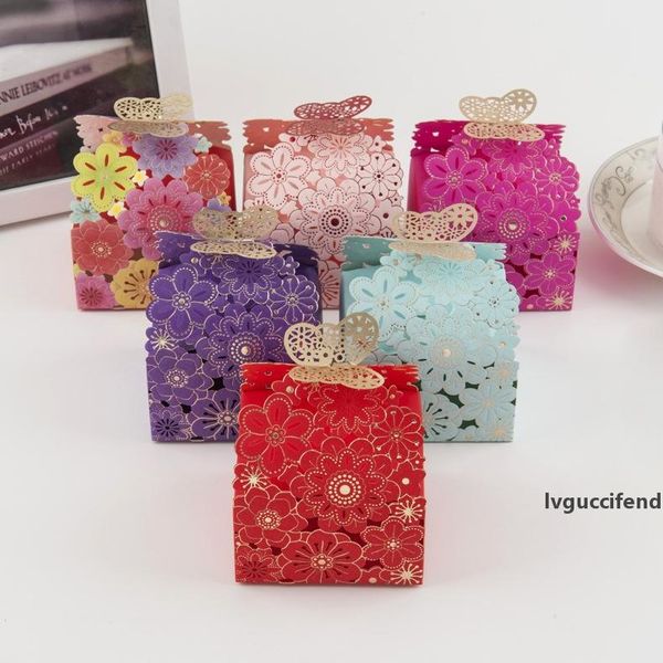 

100pcs paper candy box hollow butterfly design european style gift boxes wedding favors cute personality chocolate box