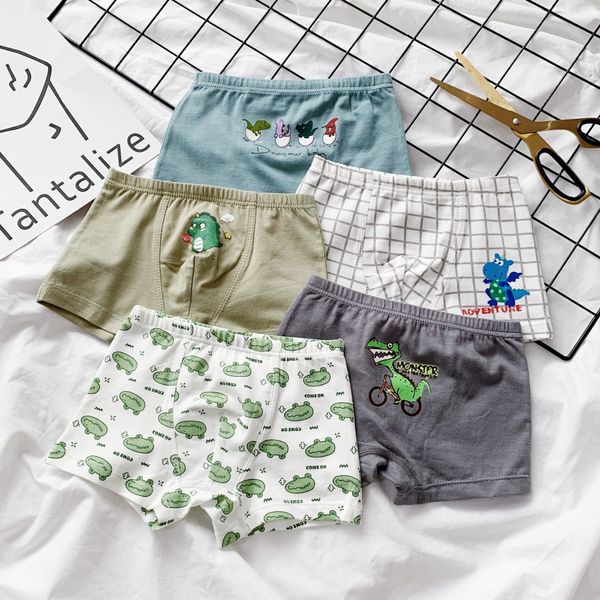 

5 штук динозавр детская мужская и детских милого мультфильма трусы и нижнее белье из чистого хлопка дети боксер белье ins, Camo