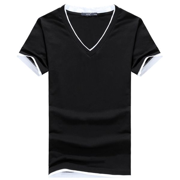

mens v neck t shirts summer casual short sleeve tees breathable slim outfits male t shirt, White;black
