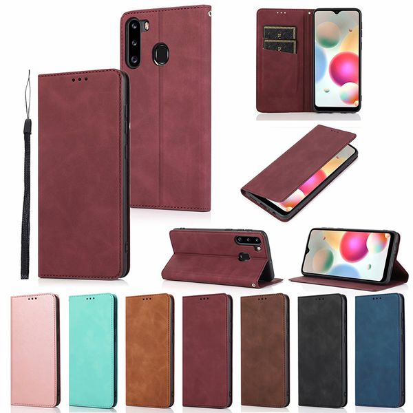 Magnetic Slot de PU Cartão de identificação do Caso carteira de couro Magnet Purse Bolsas para Samsung Galaxy A31 A51 A71 A41 A11 A21 A20 A30 A50 A70E A10S A70S A20E