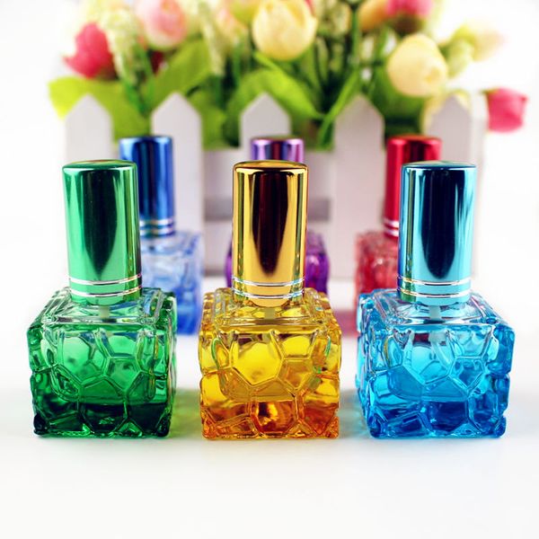 

storage bottles & jars 1pc colorful square glass perfume bottle 10ml small sample portable parfume refillable scent sprayer cosmetic spray