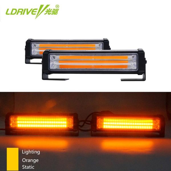 2 * Truck Car Laranja Azul Amarelo Vermelho LED COB Strobe flash piscando Aviso Grille Luz / DRL emergência Driving Light Bar