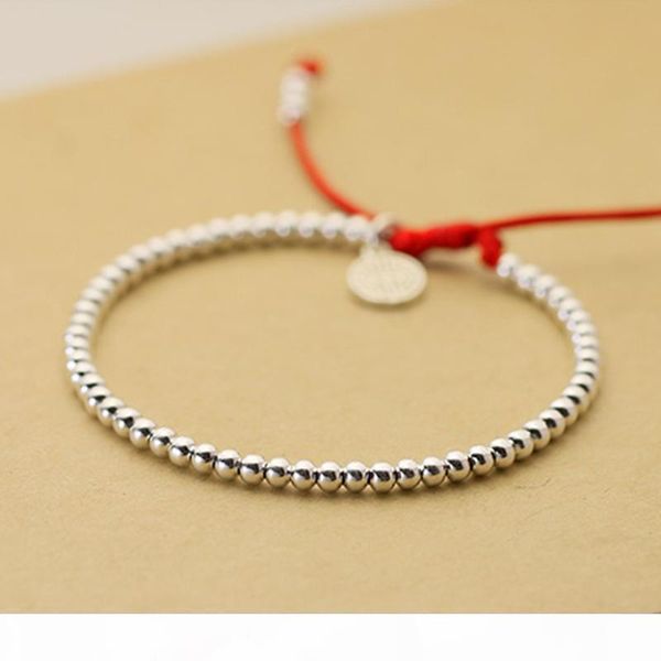 

d whole salenew s925 sterling silver beads bracelet handmade lucky red rope bangle njewelry, Golden;silver