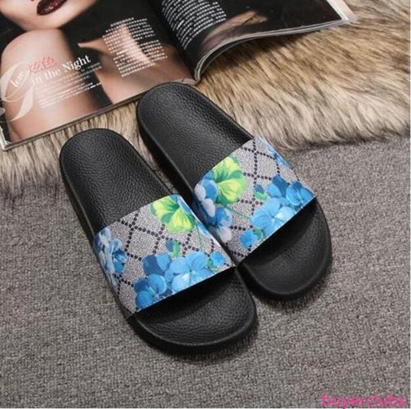

мужчины женщины тапочки с роскошная классическая мода soft slide sandals цветочные печати повседневный rubber шлепанцы слиппер голубой цвето, Black;green
