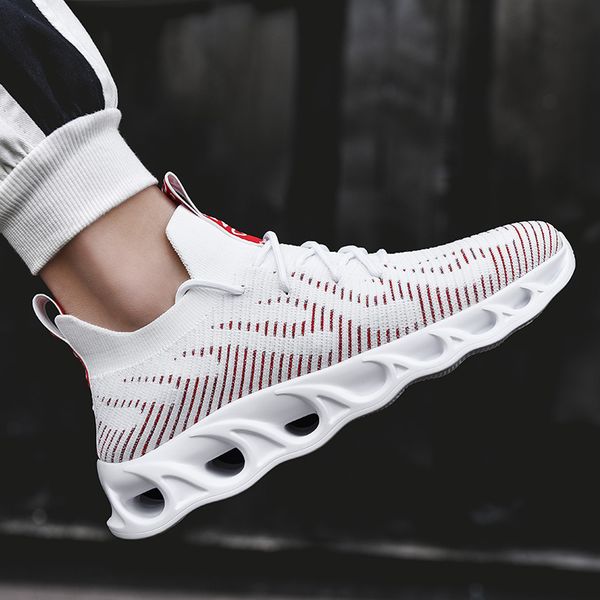 

men sneakers spring autumn mesh weave casual shoes men brand design walking shoes light weight outdoor sneakers, Black