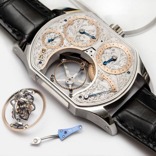 

подгонять] независимая часовая марка трехосный реальный tourbillon полный автоматические механические часы выдалбливают часы человек, Slivery;brown