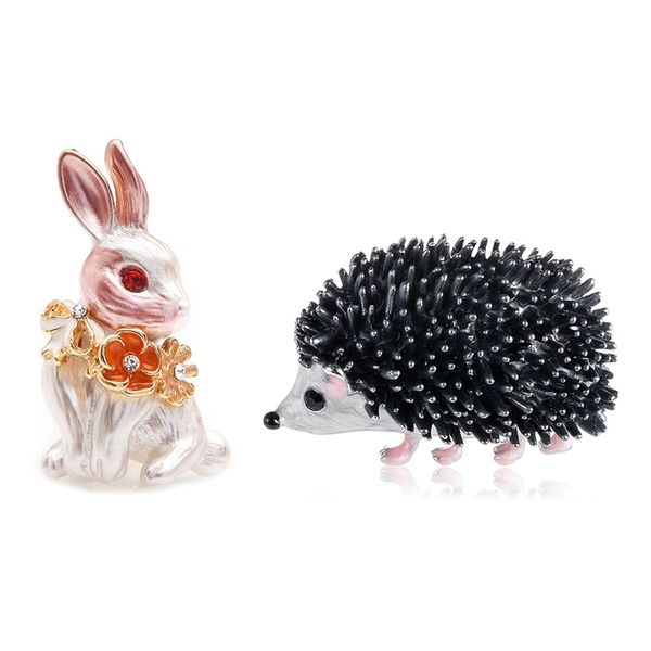 

2pcs rooches:1pcs pink flower wrench enamel brooches & 1pcs cute silver color hedgehog brooches, Gray
