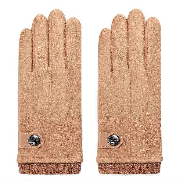

riding warm gloves and driving winter suede men's fleece thickened warm windproof knitted lock touch screen men's gloves