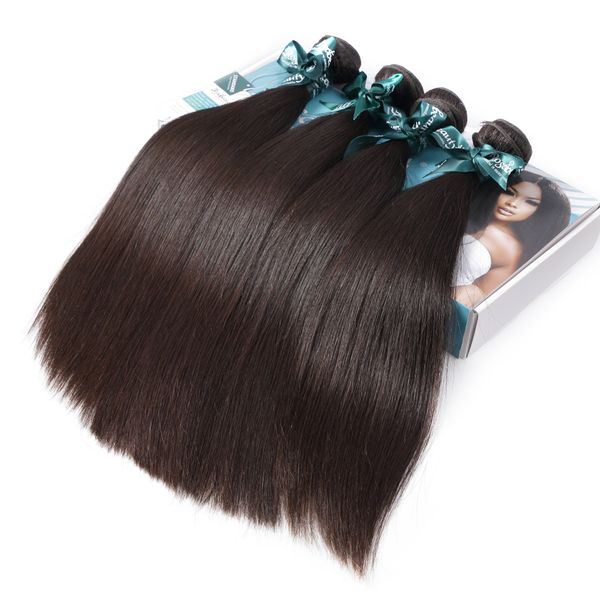

купить 3bundles получить 1free закрытия перуанского волос связка с закрытием straight человек 3bundles волос с closure remy наращивания воло, Black