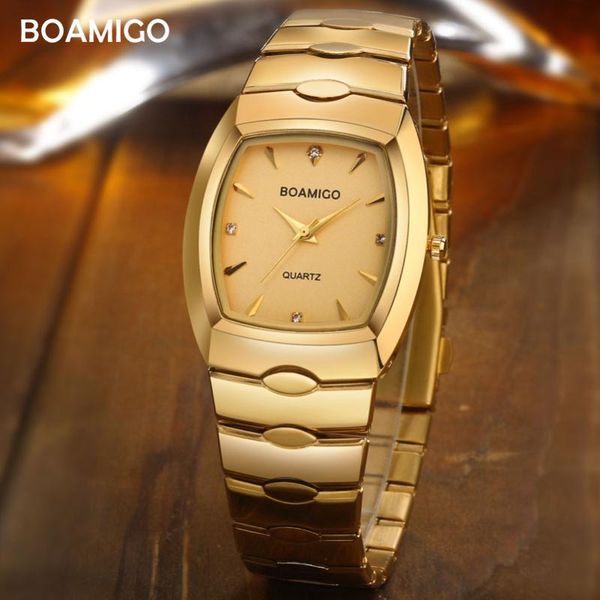 

boamigo men watches luxury fashion quartz watch gold stainless steel portable business wristwatch male clock relogio masculino, Slivery;brown