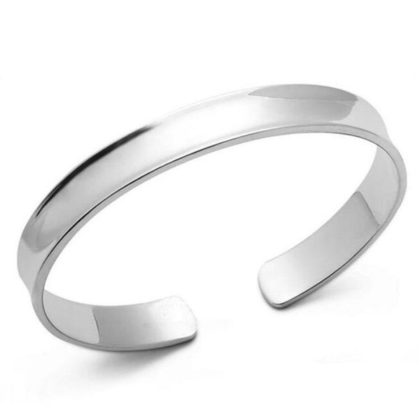 

wholesale women men vintage jewelry 925 sterling silver plated bracelets bangle concave smooth bright bracelet bangles accessories new, Black