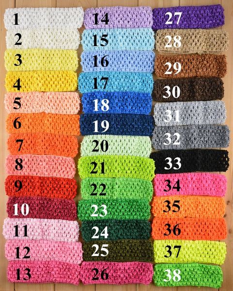 

50pcs/lot 1.5 inch elastic crochet holes headbands girls waffle knitted band diy hair accessories 38 color u pick d02 y200710, Slivery;white