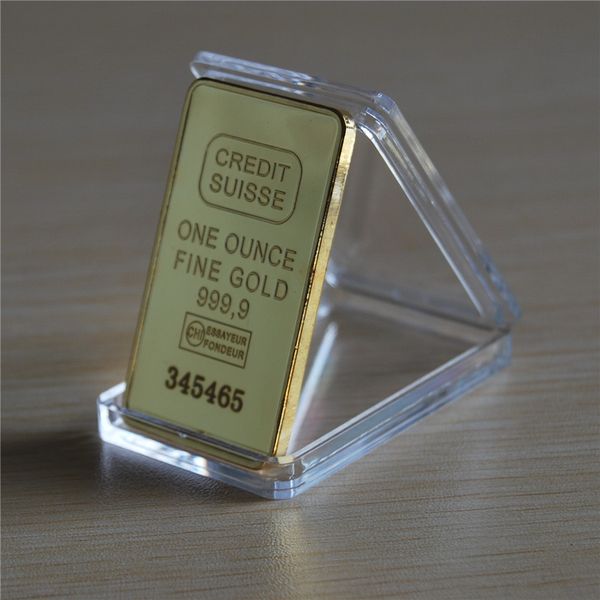 

the credit suisse 1oz pure gold plated bullion bar replica souvenir coin gift