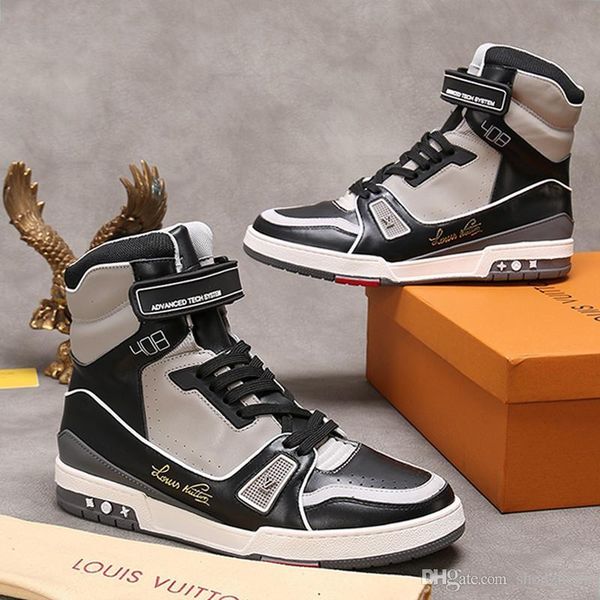 

men shoes breathable luxury trainer sneaker mid -fashion boots bottes hommes luxury mens shoes fashion l22 chaussures pour hommes sale, Black