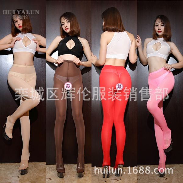 

замена huiyalun чулки шелк льда zipper узкие брюки узкие брюки открытые прозрачные лосины леггинсы 8030, Black;white