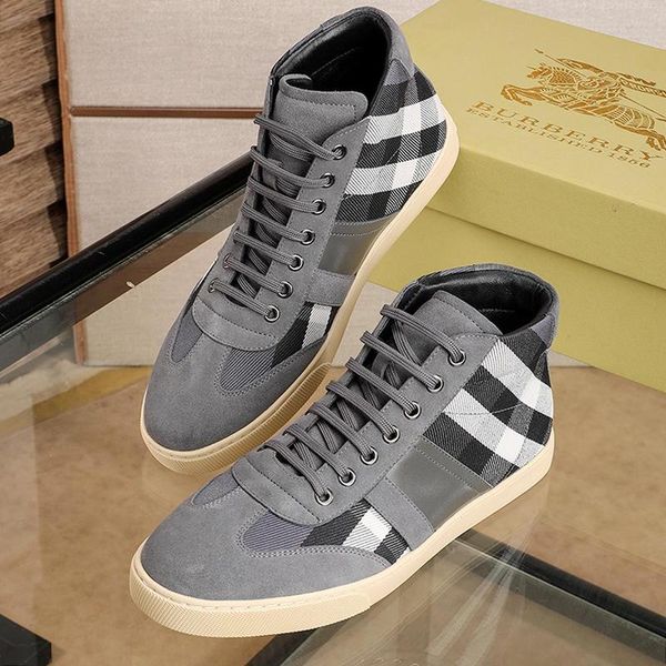 

2021 luxury mens shoes chaussures pour hommes high vintage check and leather sneakers fashion classic lace -up sports casual men shoes, Black