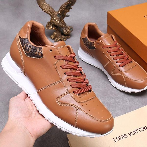 

new luxury mens shoes sneakers chaussures pour hommes running shoes for men with box run away sneaker leather big size zapatos de hombre sal, Black