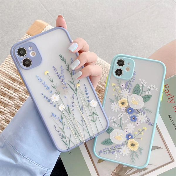 

retro florals clear phone case for iphone 11 11pro max x xr xs max 7 8 plus se 2020 camera protection hard pc back cover