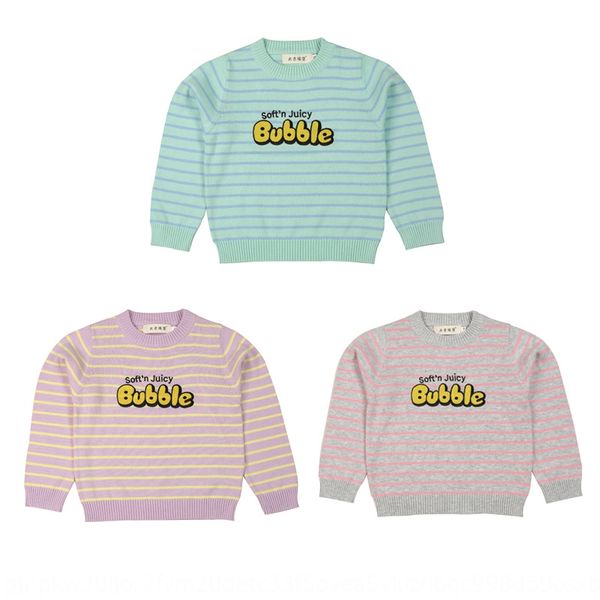 

wear 2020 new girl's children's clothing western striped sweater sweater children's top, Blue