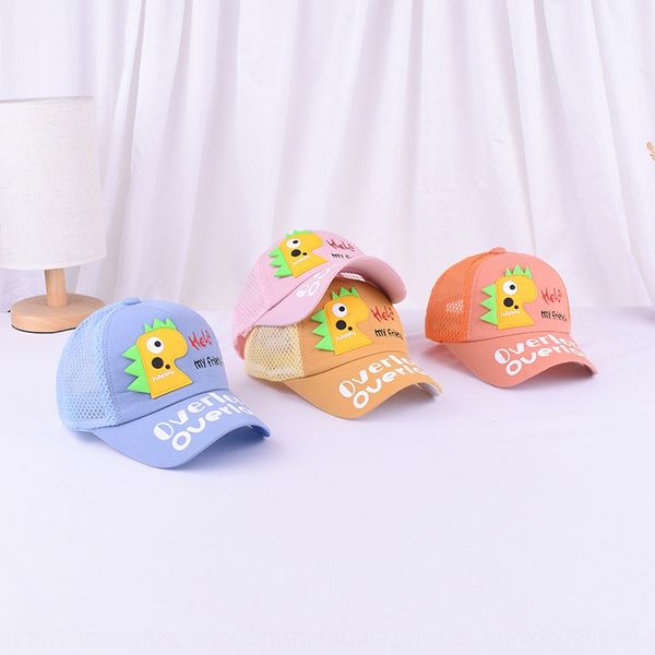 

children's dinosaur net sunscreen sunscreen hat summer baby outdoor cute cartoon leather label sun hat children's sun-proof cap, Blue;gray