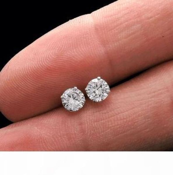 

2.00 кт круглых серьги 14k твердой белого золото корзина шпилька brilliant винтовой-назад, Golden;silver