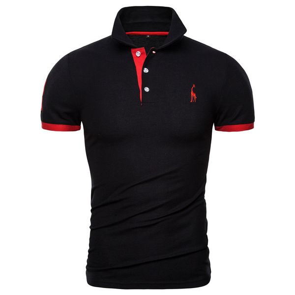

fashion designer new polo shirt men solid casual cotton polo giraffe men slim fit embroidery short sleeve men's polo 10 colors, White;black