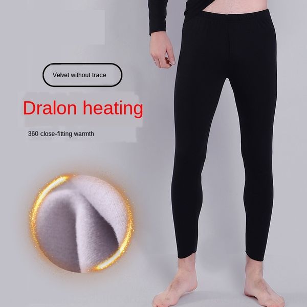 

rq5ep winter autumn men's fleece plus velvet seamless bottoming thickened underwear tight cotton wool warm single piece pants warm pant, Black;white