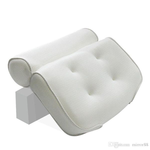 

3d mesh bathroom bathtub pillow non-slip cushioned bath tub spa pillow backrest headrest with suction cups neck bath cushion