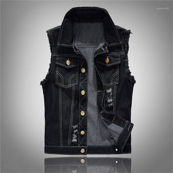 

sleeveless male cowboy outdoors homme jackets designer men jeans jacket vest men plus size black denim jeans vest, Black;white
