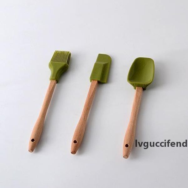 

silicone baking 3 pcs set with wood handle 2 sizes cream spreaders 1 type oil brush bakeware