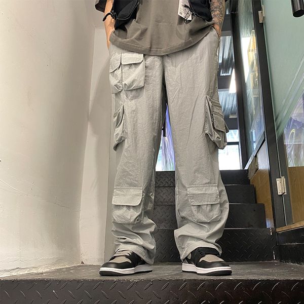 

2021ss hip pants pockets streetwear side pants joggers men's casual cargo trousers hop casual harem uaphu, Black