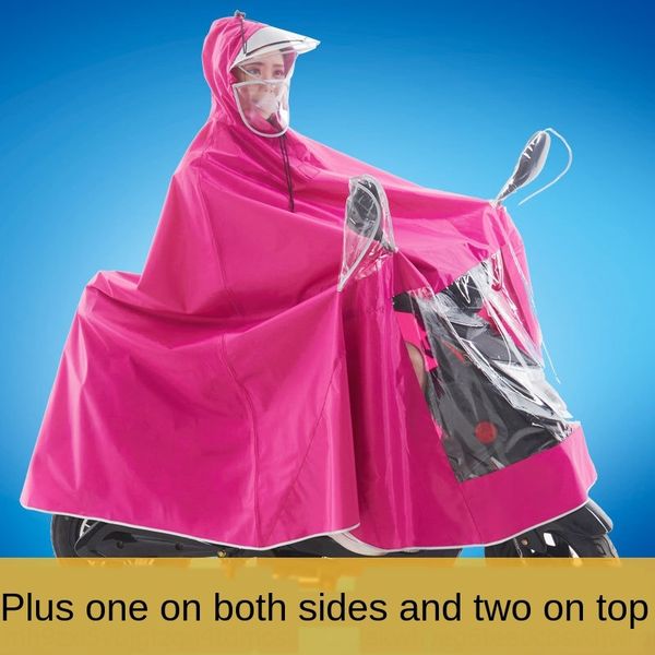 

q2qix on both sides increase motorcycle vehicle electric vehicle the electric car poncho thickened oxford cloth helmet mask thickened fabric, Red;brown