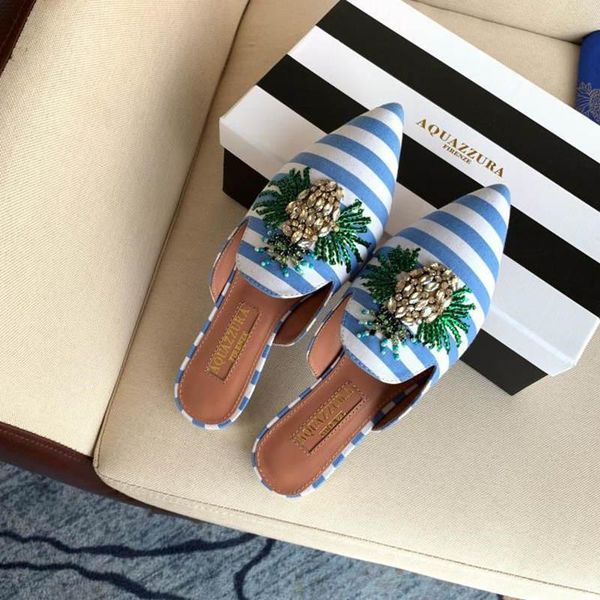 

2020 new men women slippers pointed toe flat mules shoes luxury designer shoes wild comfortable fashion travel shopping cs04, Red;white