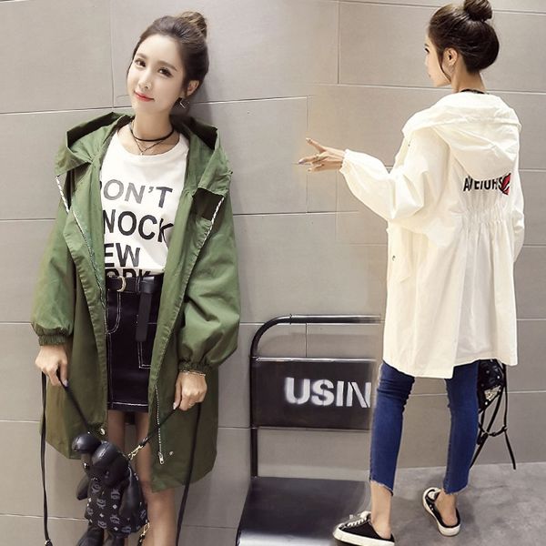 

2020 новый корейский стиль средней длины ветровка пальто свободный студент траншею женский сезон пальто бф модно, Tan;black