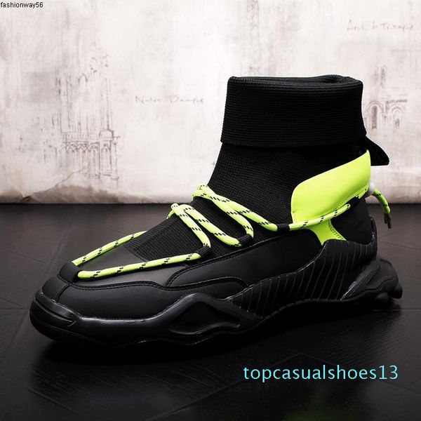 

носки новый повседневный зимы прибытия платформы высоких верха обуви flats мужчина пром платье бездельников shoes zapatos hombre t13, Black