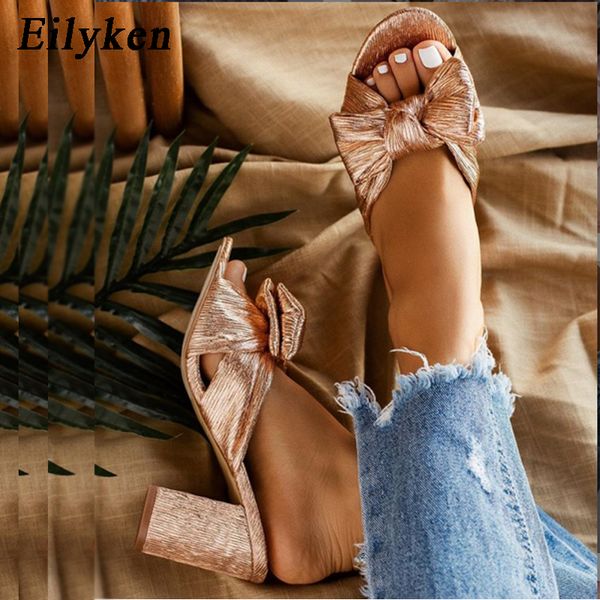 

eilyken summer women high heels mules slippers female peep toe stiletto heels slippers golden shoes plus size 35-42 y200628, Black